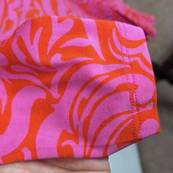NEW Sanctuary Daydream Knit Stretch Button Front Shirt Dress Pink Orange Print L - Picture 5 of 13